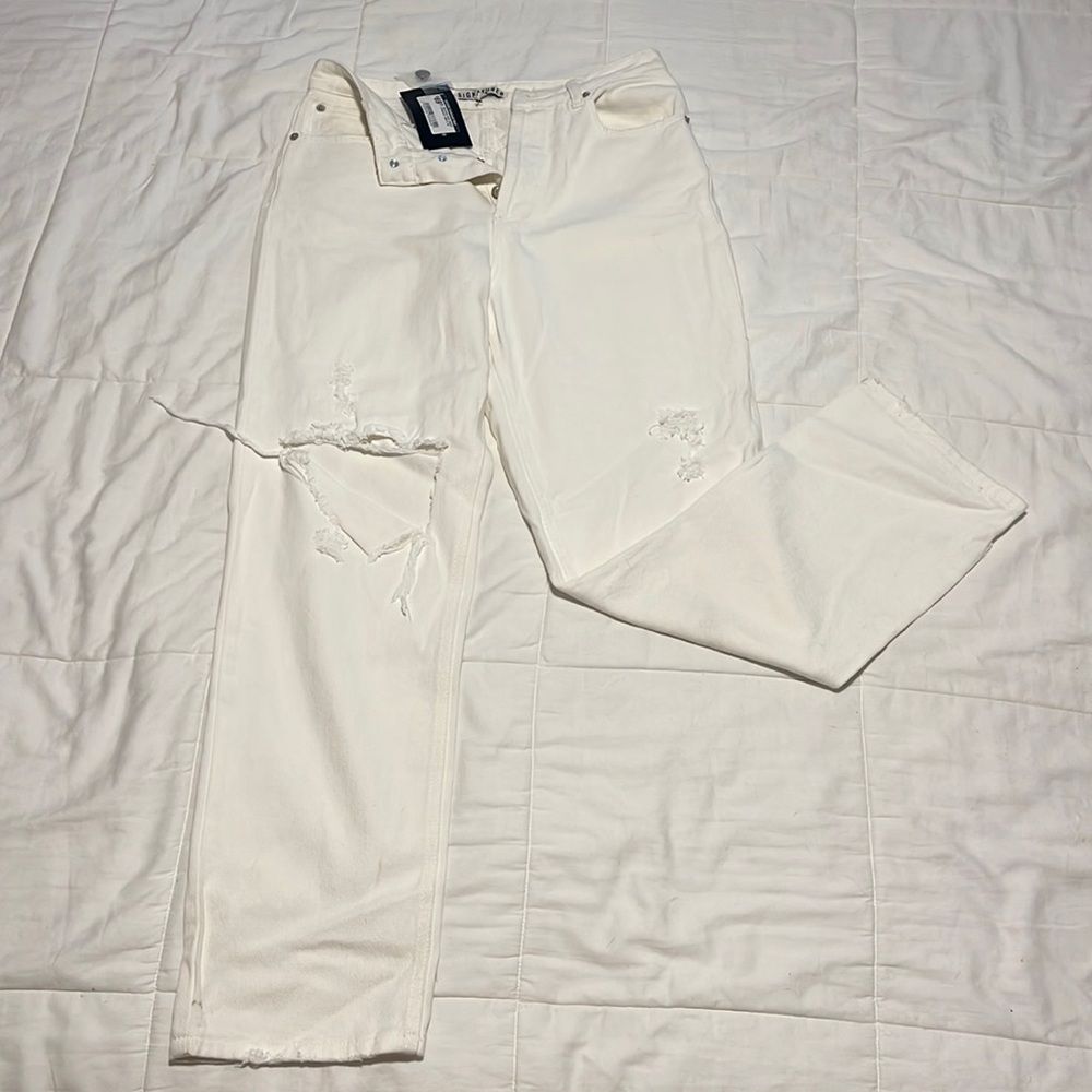 BWT High Rise Straight White Jeans